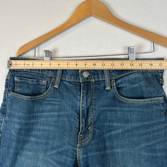 Levis‎ 502 Jeans Mens 34x30 Blue Regular Tapered Mid Rise Dark Wash Denim - Picture 4 of 10